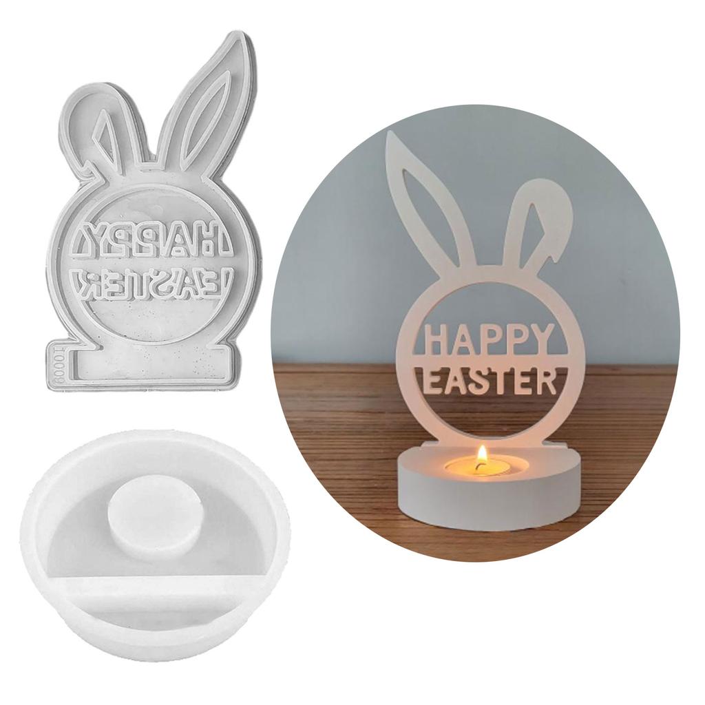 3D Rabbit Candle Holder Silicone Molds Easter Rabbit Resins Mould Candlesticks Castings Molds DIY Table Decorations