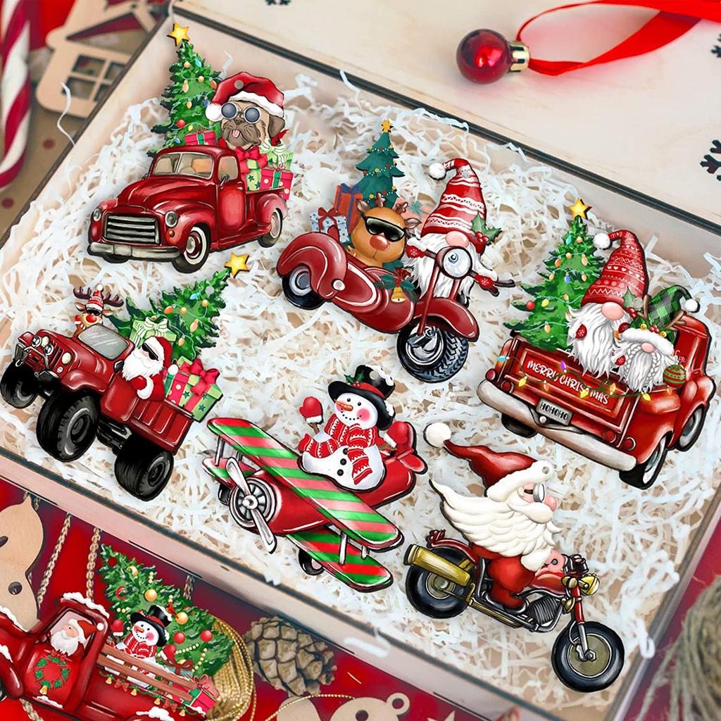 12/24Pcs Gnome Doll Pendants Lanyard with Merry No Fading Christmas Gnomes Decorations for Gifts