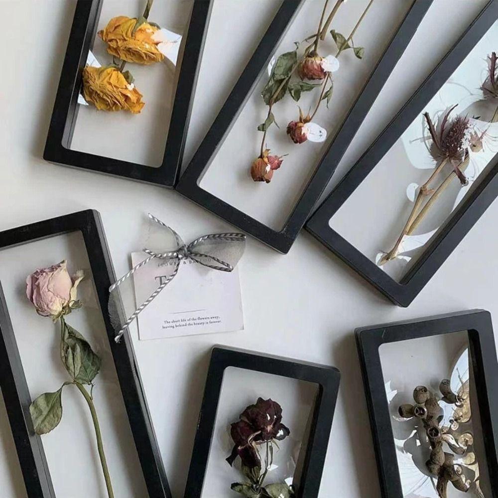 3D Transparent Dried Flower Frame Storage Box Plastic Picture Frame Stand Bouquet