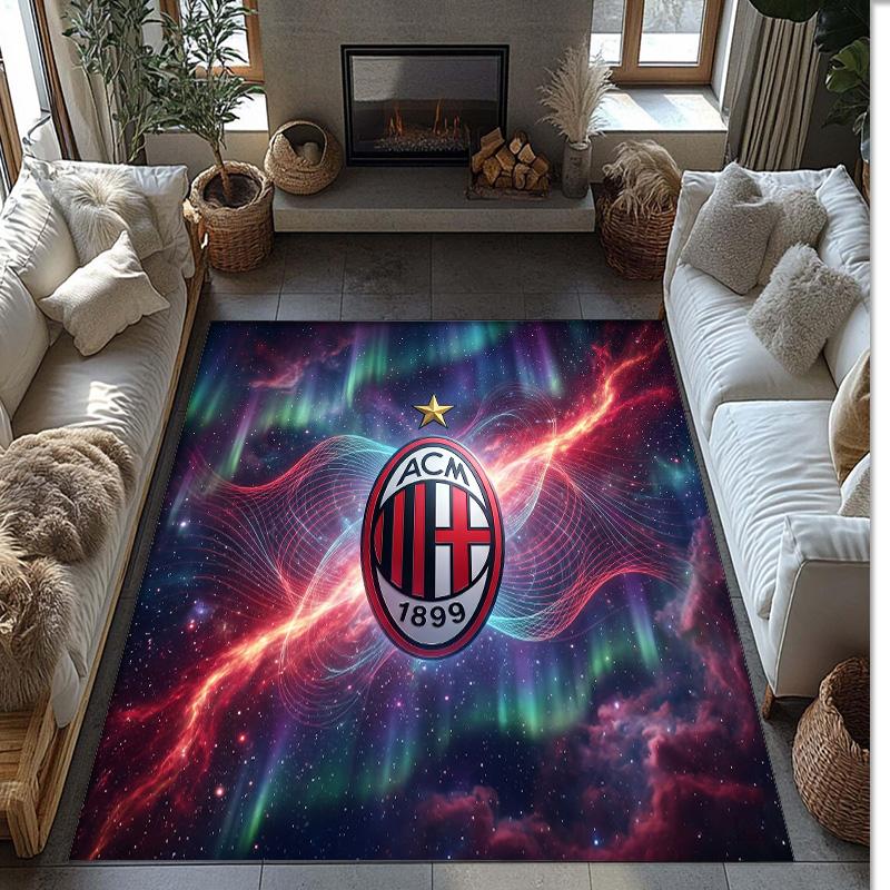 Фланелевый ковер с принтом AC Milan, нескользящий, мягкий, из полиэстера, для пола, декоративный коврик для спальни, гостиной, дивана, игровой комнаты, домашний декор