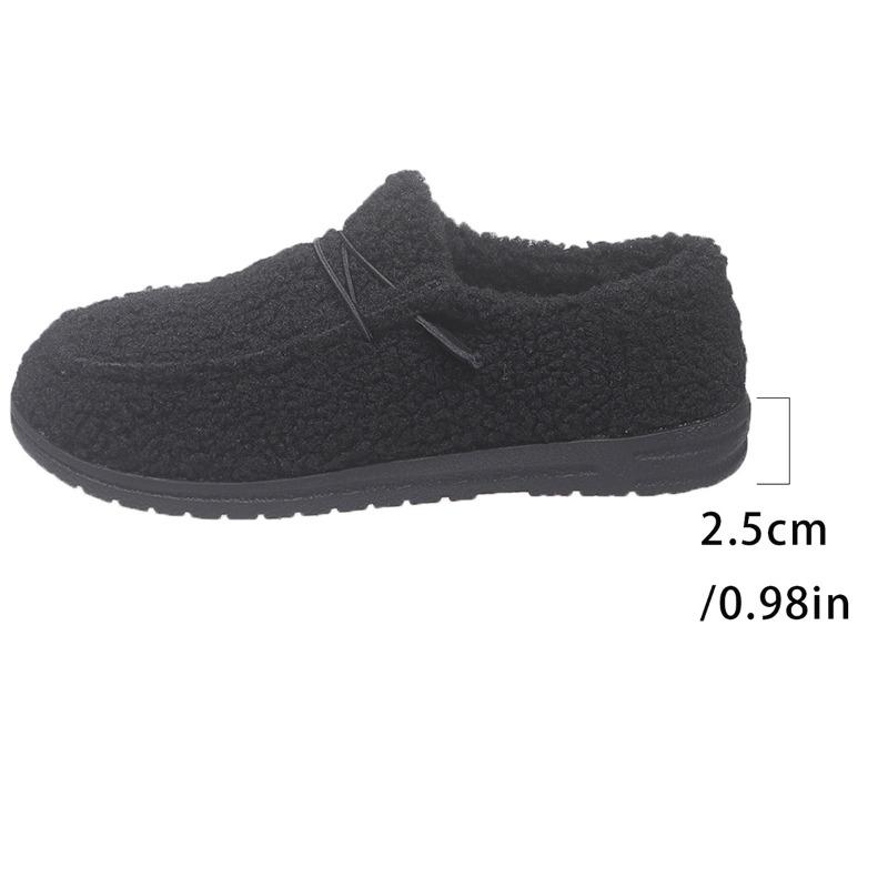 Женские мокасины для вождения большого размера 2025 нового стиля в корейском стиле на флисовой подкладке, с пушистой подкладкой из овчины для зимы - для улицы, на плоской подошве