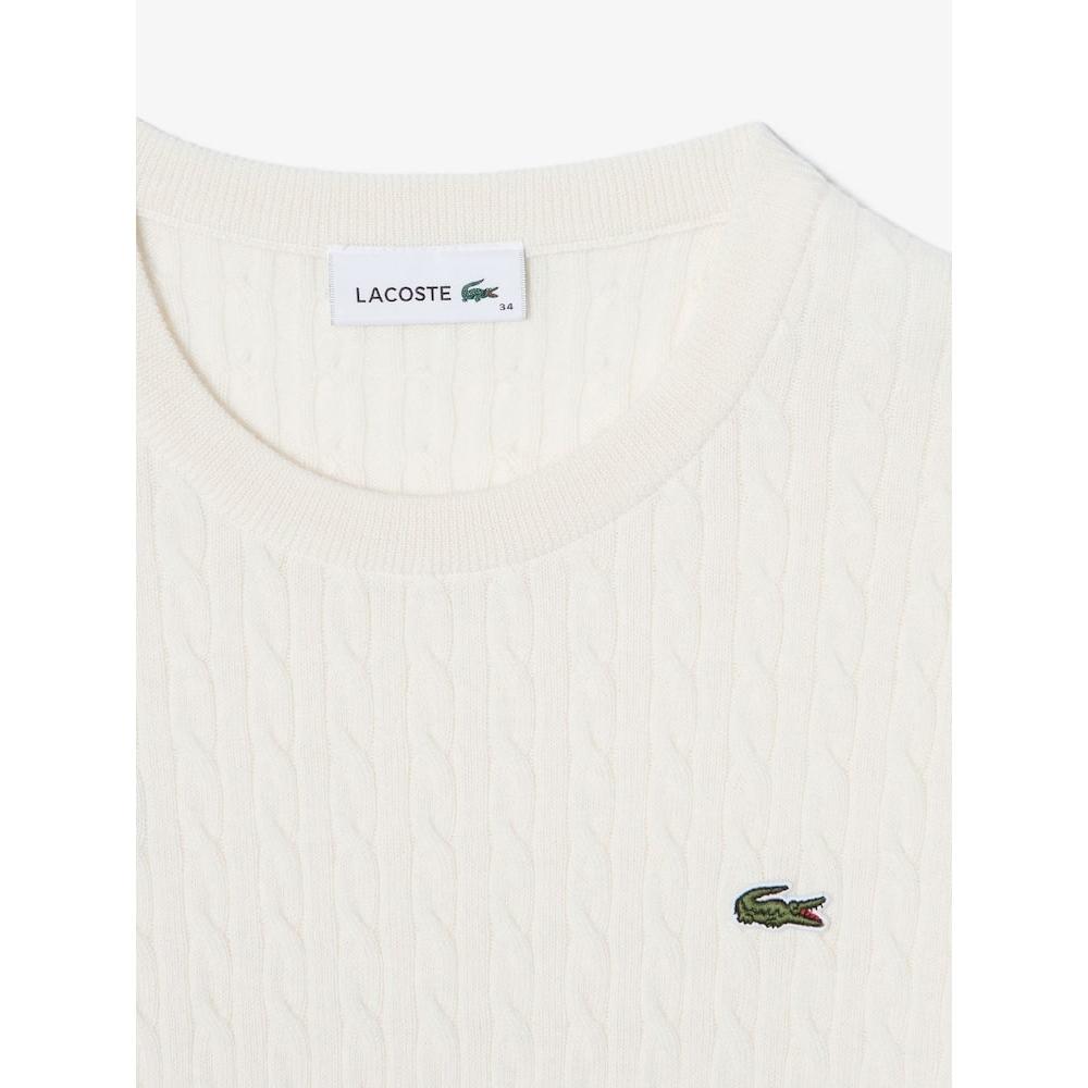 Lacoste Женский свитер с кабельным узором и круглым вырезом Af073e 54n Xfj q2nAf073e 54nXfj
