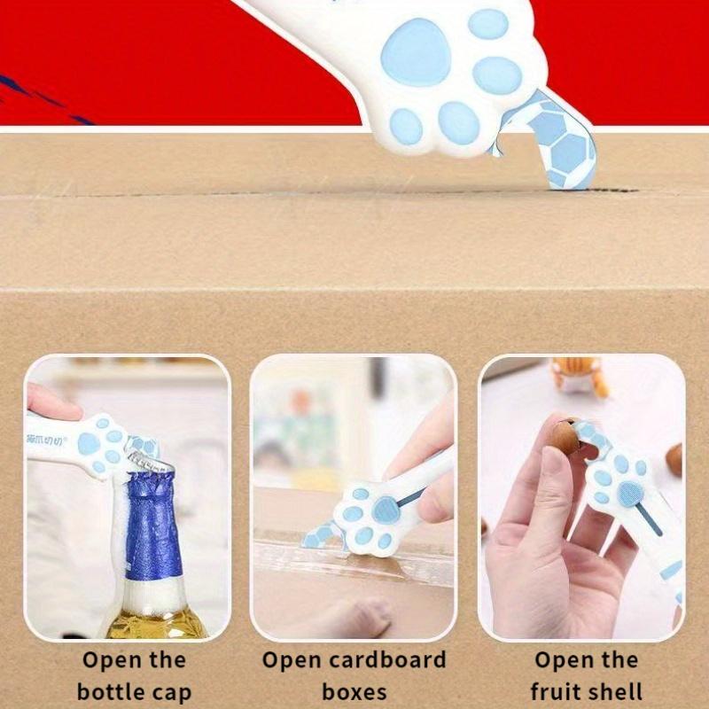 1pc Cat Paw Design Multifunctional Can, Bottle, Box Cutter Knife , Heavy Duty with Handle , Lock, Automatic Opening Mechanism