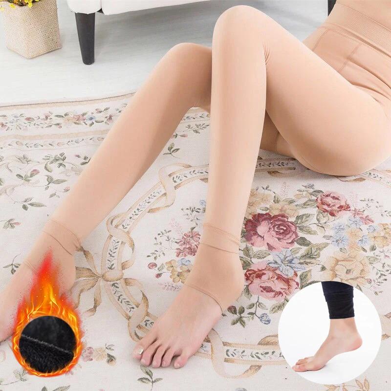 2025 Женские термочулки зимние теплые эластичные тонкие флисовые колготки колготки утолщенные плюшевые леггинсы с высокой талией чулки брюки