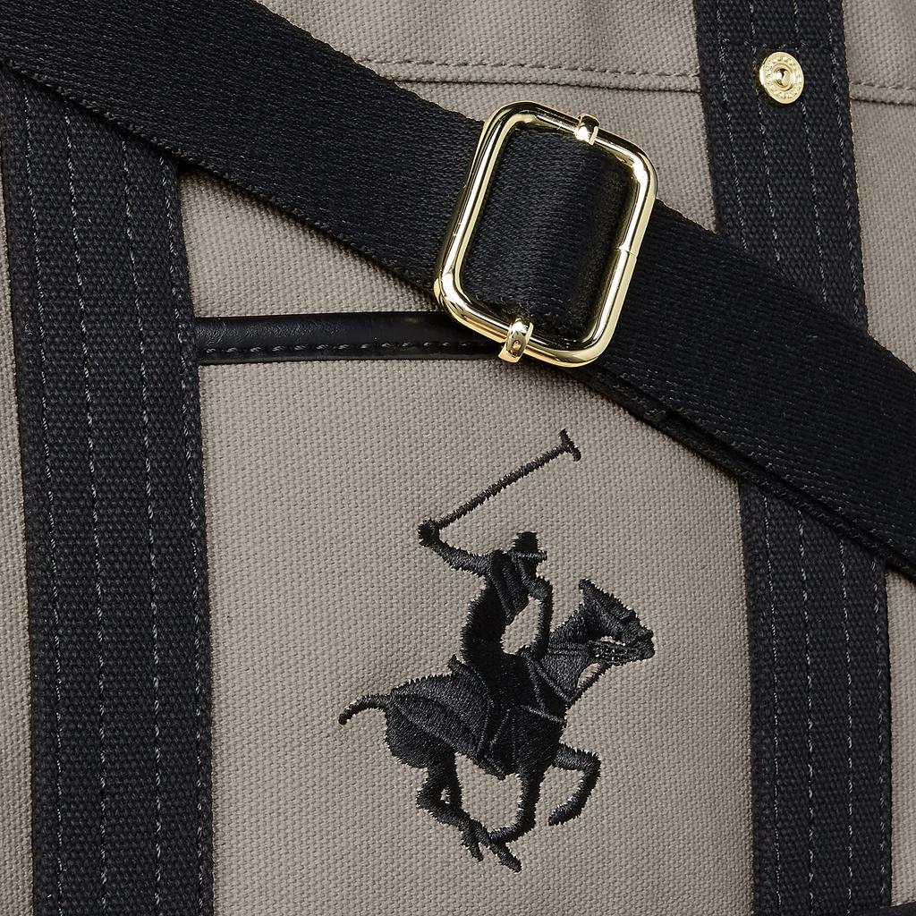 Сумка-тоут Hills Polo Canvas через плечо BH1006N Серый x Черный [Beverly Club] (с ремешком) Женский