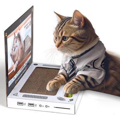 PetShare Мини Смешной Картонный Кот Ноутбук и Компьютер ТВ Когтеточка для Дома, Милая Мини Царапающая Игрушка для Питомца Коврик для Царапания