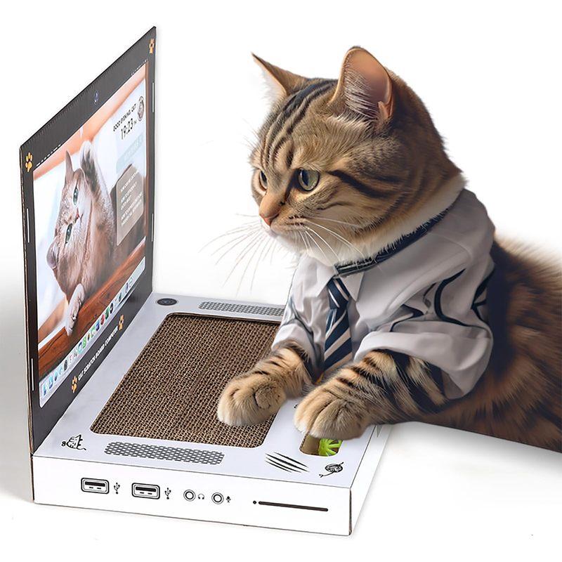 PetShare Мини Смешной Картонный Кот Ноутбук и Компьютер ТВ Когтеточка для Дома, Милая Мини Царапающая Игрушка для Питомца Коврик для Царапания