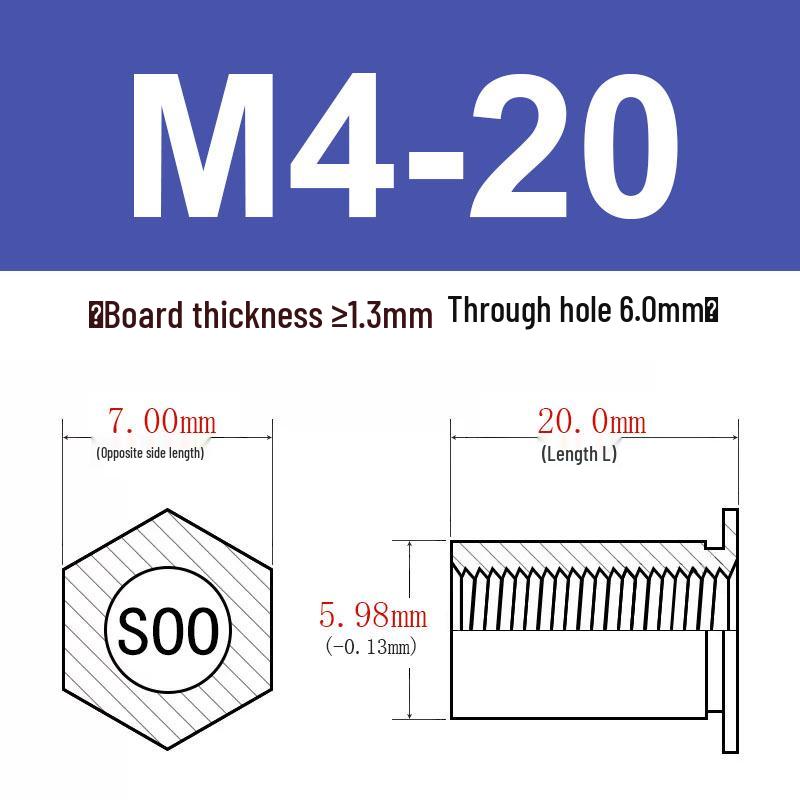 Шестигранные Заклепочные Гайки-Болты M2-M8, Резьбовой Стержень с Цилиндрической Головкой