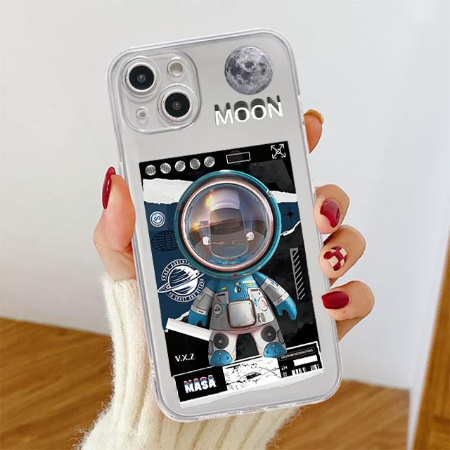 Прозрачный чехол для Apple iPhone 14 11 13 12 Pro 7 8 Plus XR X XS Max 6 6S 13Pro Силиконовый чехол для телефона Механический Астронавт Космос