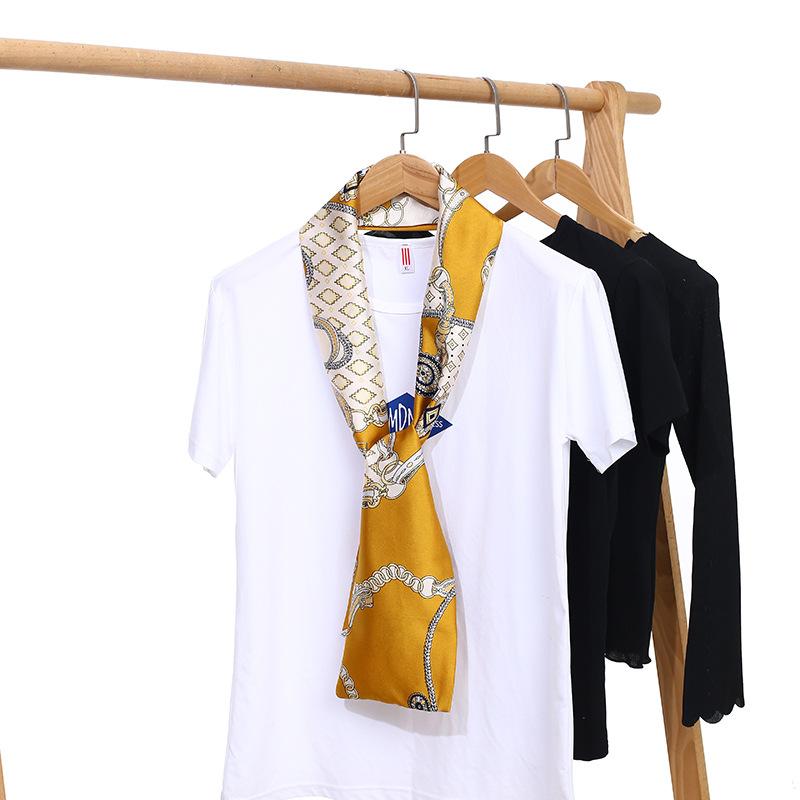 Шарф из искусственного шелка, сезонный маленький шарф, повязка на голову, длинный шарф, универсальный женский шарф с завязками