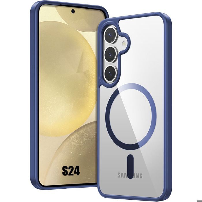 Coque de protection - BOOLING - pour Samsung Galaxy S24 - Antichoc - Avec cercle magnétique - Bleu marine