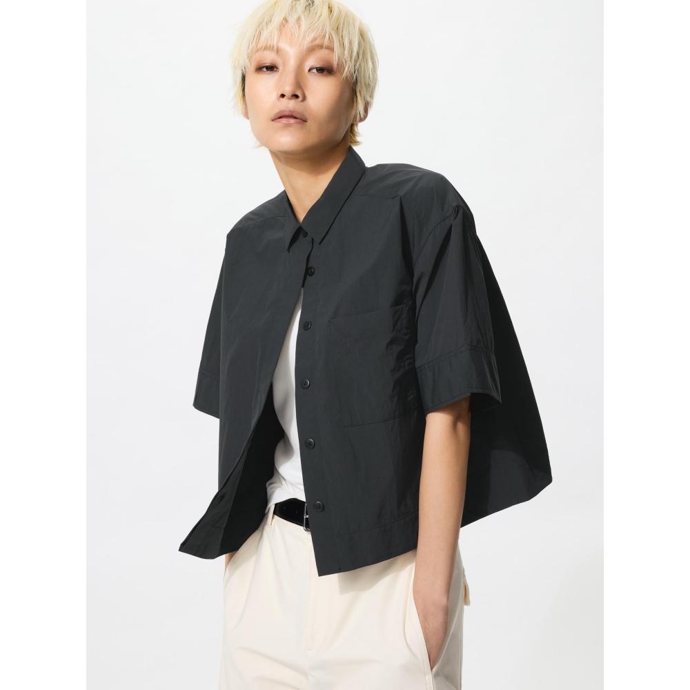 Uniqlo Японская нейлоновая коробчатая короткая рубашка с рукавом 5 минут