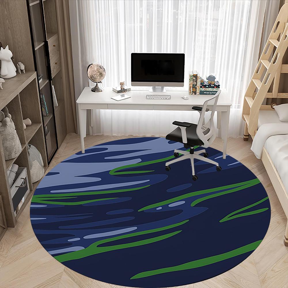 1pc Ocean Waves Office Round Rug, Non-slip, Soft and Durable Office Rug for Interior Decoration, Perfect for Office,Decoration yy260204093