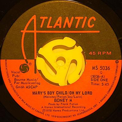 7-дюймовая пластинка BONEY M. Мальчик Марии О Боже Мой MS5036 Atlantic 1978 Канада SoulFunk Б/у