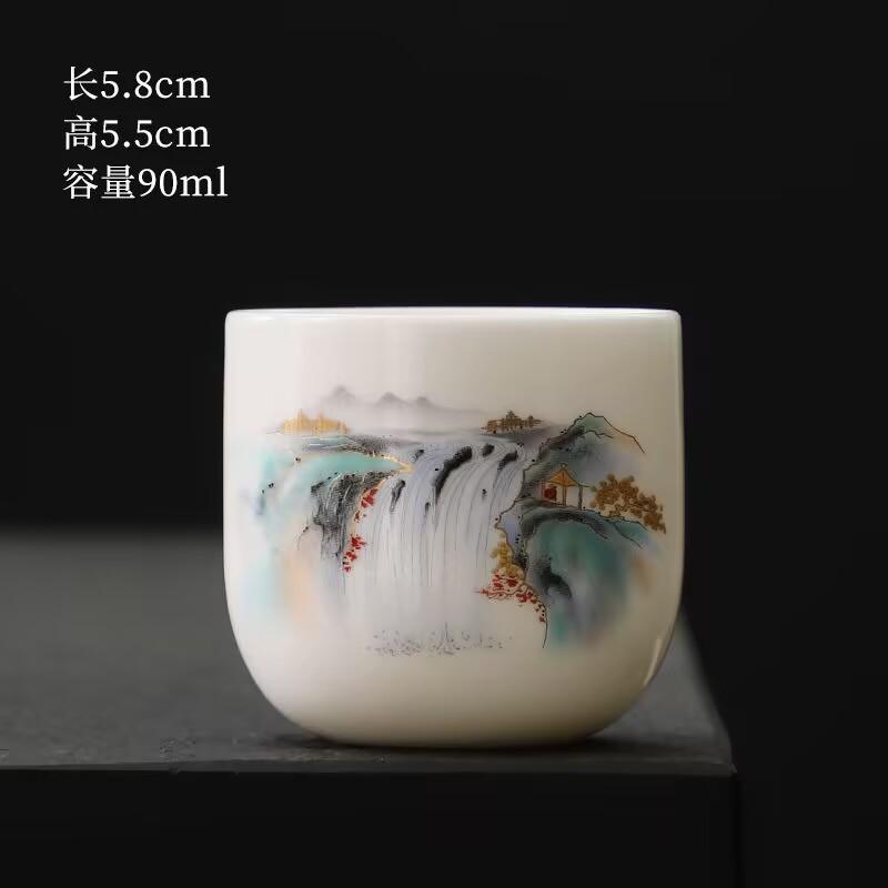 Нефритовая пиала из суета, керамическая, для кунг-фу, маленькая пиала, одинарная пиала, мастер-пиала, чайный сервиз, чайная чашка, набор чайных чашек, чайная пиала, чайная, из высококачественного белого фарфора