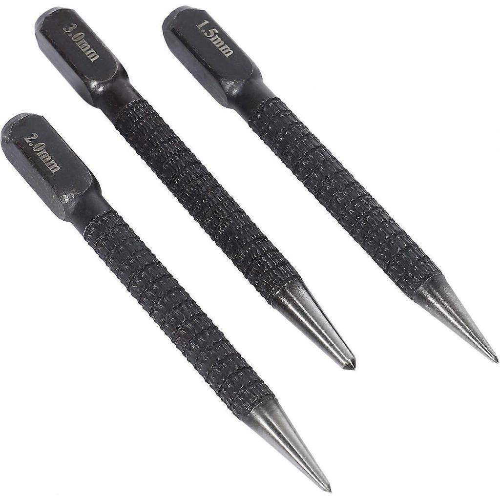 3pcs High-Carbon Steel Center Punch Set 10cm Non Slip Center Punch for Alloy