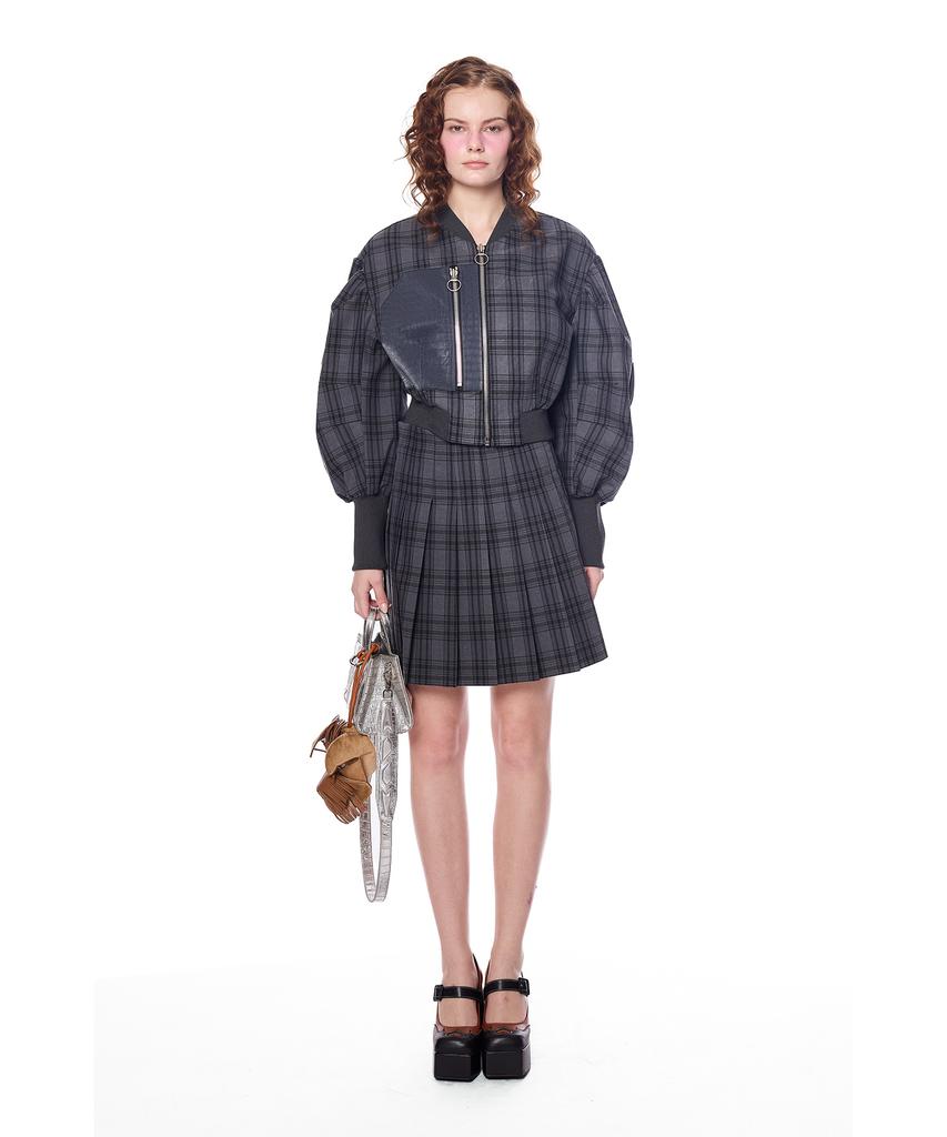 Greedilous Check Print Cropped Jumper