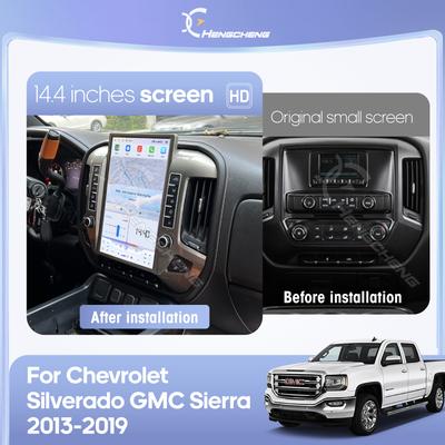 14,4-дюймовый автомобильный мультимедийный видеоплеер для Chevrolet Silverado GMC Sierra 2013-2019 Android13 GPS-навигация CarPlay 4G Wi-Fi 360