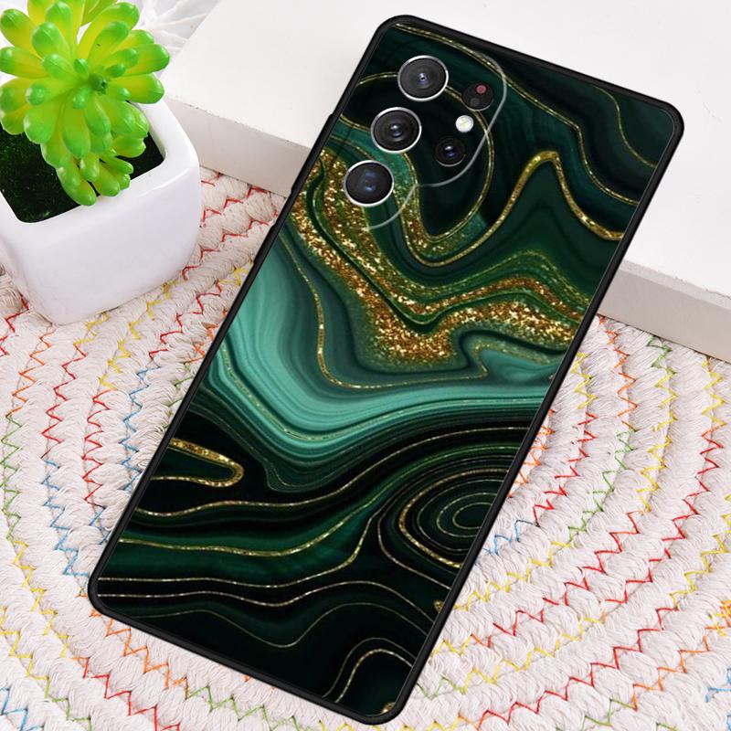 Золотой Индиго Искусственный Малахит Силиконовый Чехол Для Телефона Для Samsung Galaxy note 10 pro S26 S25 S24 S23 S22 S21 Plus S25Ultra Capa Чехол