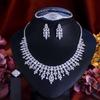 Luxury Dinner Dress Full Of Diamonds Four-Piece Chain Necklace Earrings Ring Bracelet Bright And Generous Zircon Set