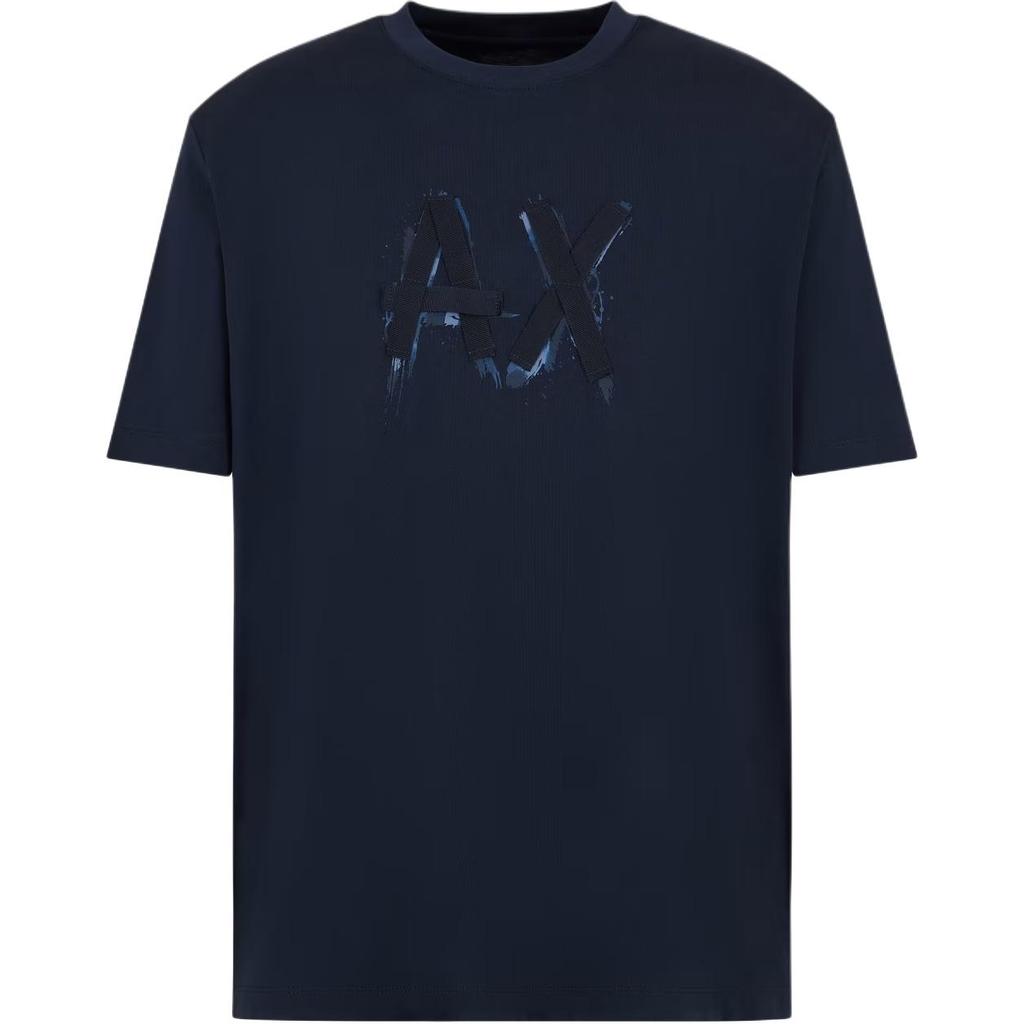 Armani Exchange Однотонная футболка с принтом, короткий рукав, мужские топы, темно-синий 6DZTHN-ZJLFZ-1510