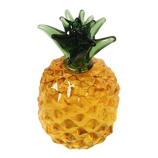 Faux Crystal Fruit Figurine Clear Glass Strawberry Pineapple Persimmon Lemon Banana Statue Sculpture Paperweight Desktop Decoration Ornament