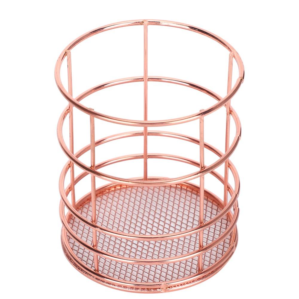 2Pcs Rose Gold Desktop Storage Basket Hollow Design Storage Container Chopsticks Container