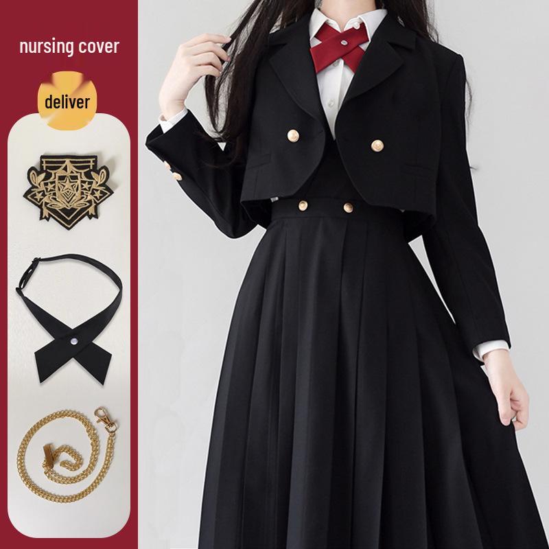 Японский комплект школьной формы JK: Аутентичная длинная юбка, защищающая грудь, для молодых леди от Ху Му Тао