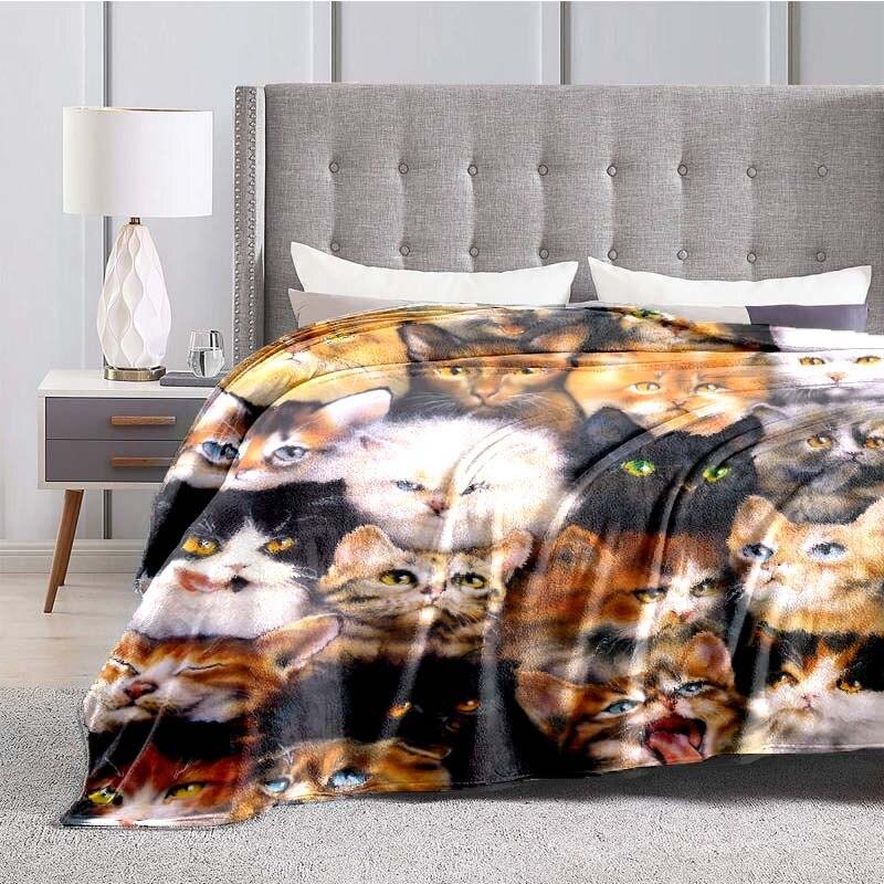 Одеяло с принтом кошки, супер мягкое фланелевое одеяло, фланелевое покрывало, постельное белье, диван