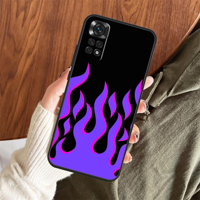 Синий Огненный Чехол с Красным Пламенем Для Xiaomi Redmi Note 14 Pro 13 12 11 10 15 Pro Plus Redmi 15 C 13 10C 12C 14C 13C Чехол