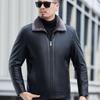 Leather Down Jacket Men's Jacket Short Lapel Fur Integrated Thickened Leather Jacket Casual Trend