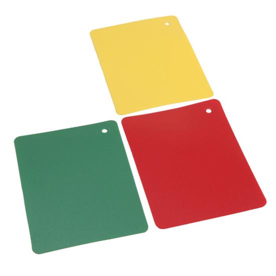 Набор из 3 шт. карточек для футбольного судьи: зеленая, красная, желтая. Карточки для предупреждения, удаления и задержки в футболе. Аксессуары для судейства спортивных соревнований.