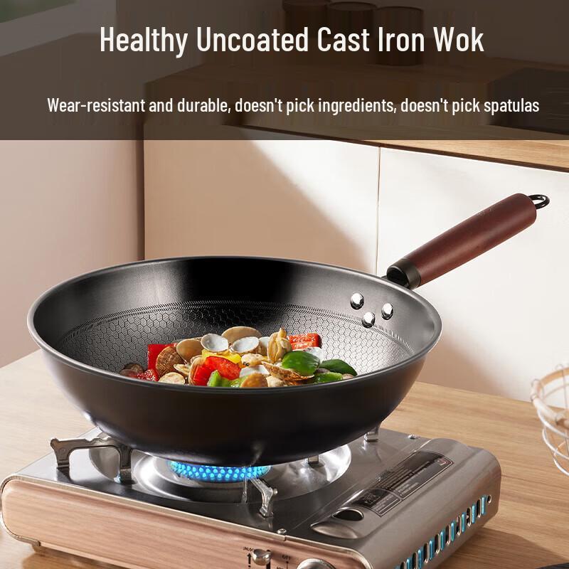 COOKER KING XT32CGH Non-Coated Honeycomb Wrought Iron Wok