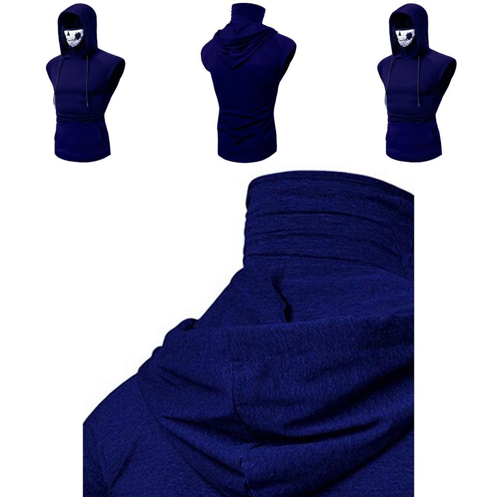Мужские худи с капюшоном с черепом, футболка, майки, жилет из мягкого материала и в стиле косплей