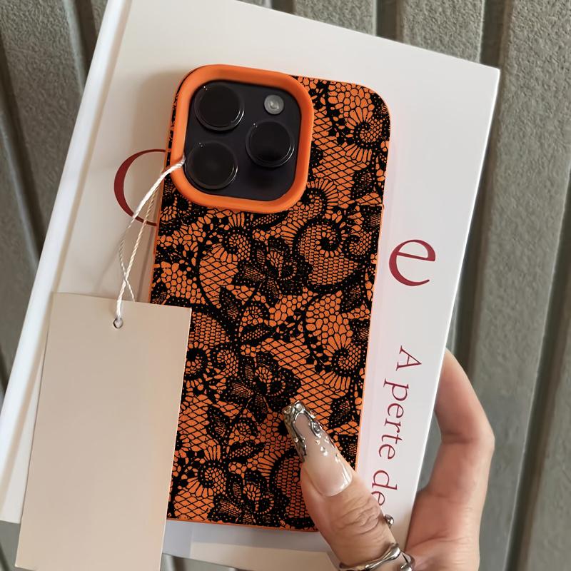 Black Lace Floral Trendy Pattern Phone Case For iPhone 17 Pro Max 16 15 14 13 12 11 XS Max X XR 7 8 Plus 16E 17 Air Bumper Cover