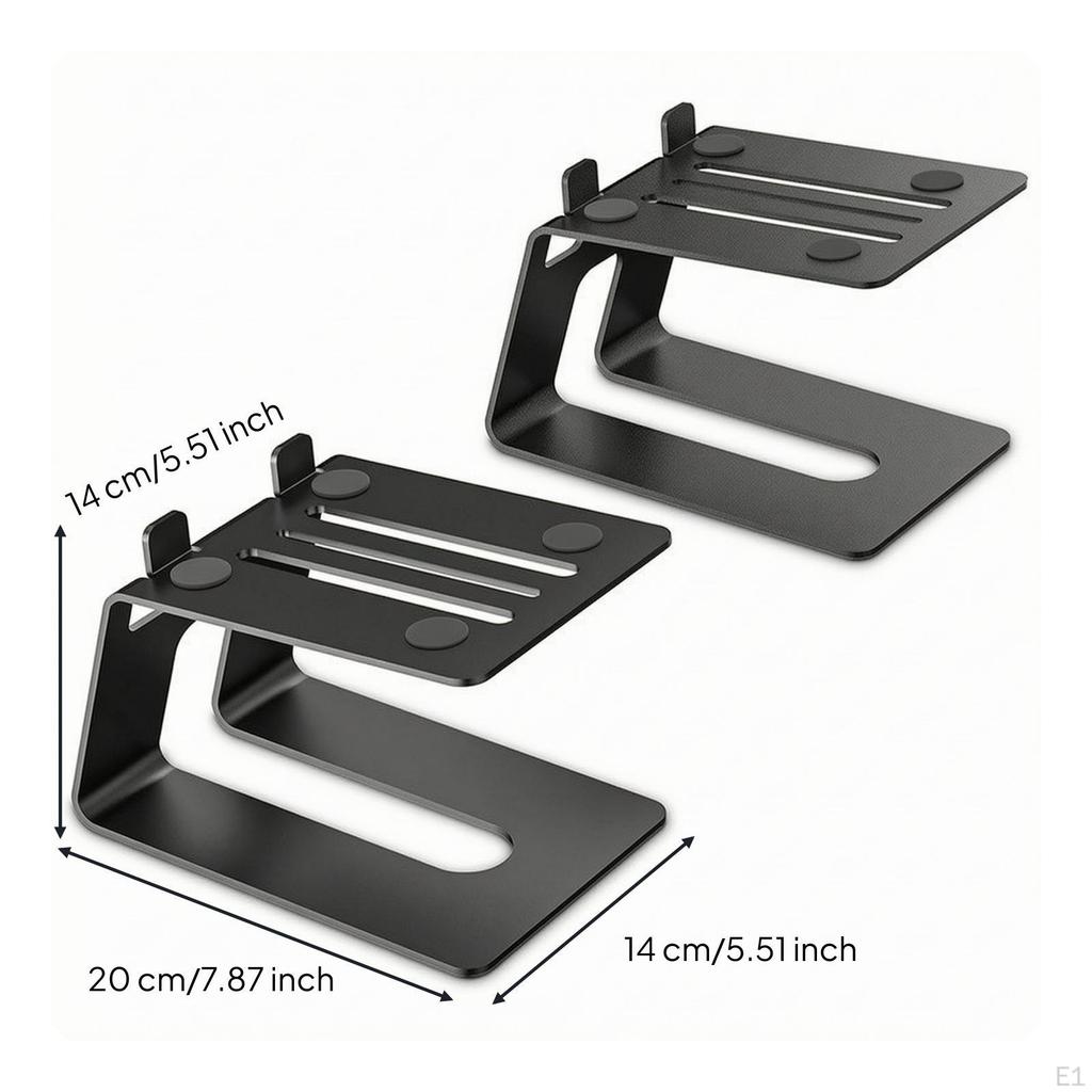 2 Pieces Desktop Speaker Stand Angled Riser Stands with AntiSlip Feet Metal for Audiophiles,
