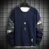 Men's Spring Long Sleeve Round Neck Pullover Sweatshirt Simple Patchwork Casual Top