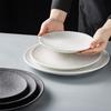 Nordic Black Ceramic Retro Steak Plate Frosted Restaurant Western Food Plates Plain Circular Shallow Dinner Plate Salad Plate