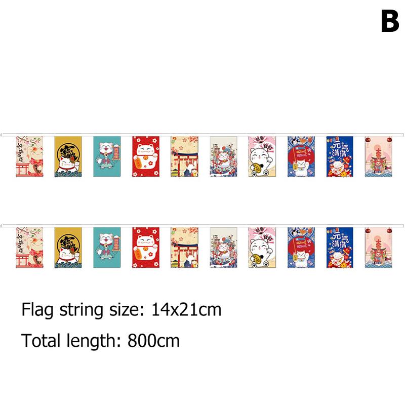 Японский стиль Lucky Cat Подвесной флаг-шнурок для суши-ресторана Баннеры