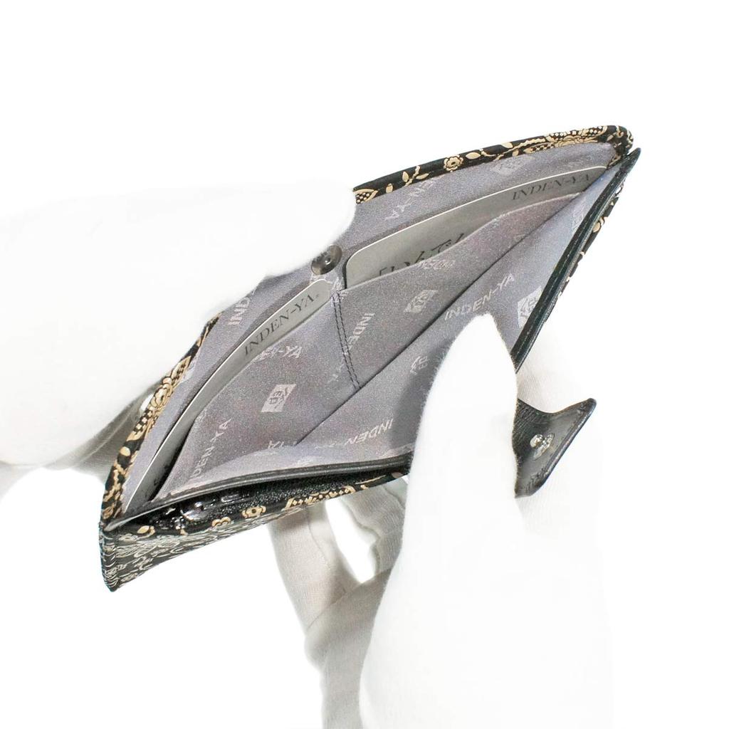 Inden Набор длинных кошельков L Тонкая оленья кожа Черный x Белый лак Узор «Клематис» [Indenya] 2107-11-169