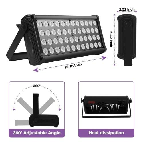 U`King RGB 48 LED 80W Stage Lighting, Disco Light, Wash Light, Wall Mountable, Ceiling Mountable, DMX512, DJ Light, Auto Mode, Voice Activated, Compac