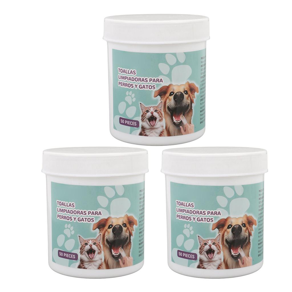 3 бутылки 50 шт. Салфетки для чистки зубов у собак, салфетки для чистки зубов у кошек, удаление зубного камня и кариеса у домашних животных