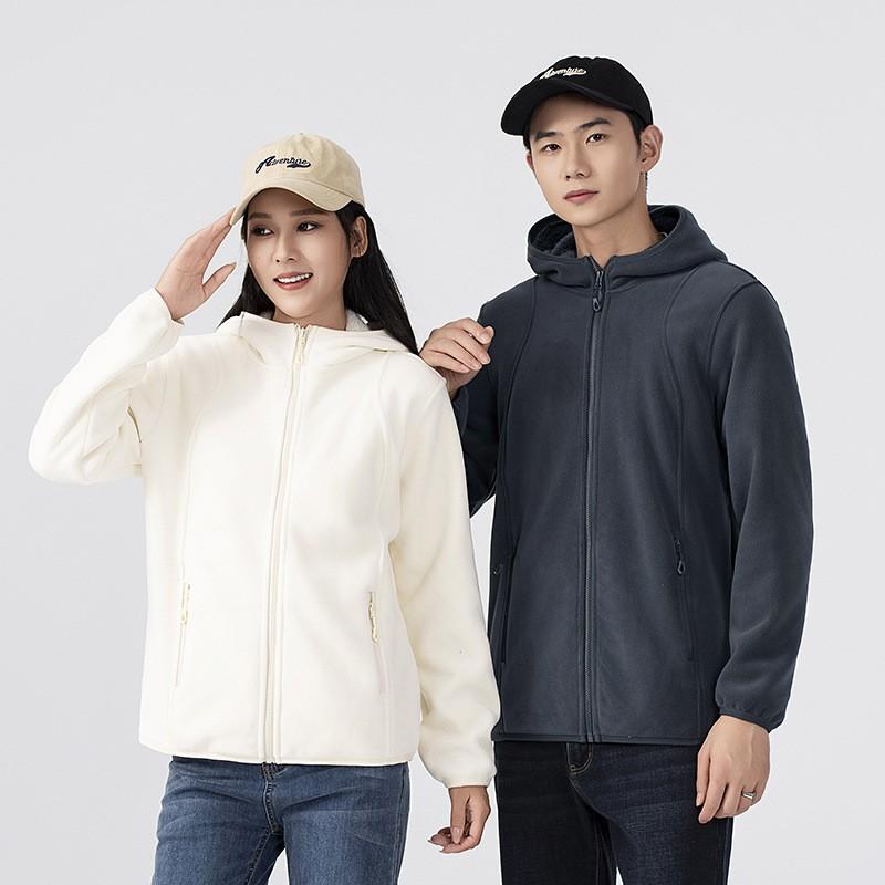 Thick Fleece Hooded Jacket Men Women Winter Warm Outdoor Sportswear Soft Brushed Polar Inner Layer