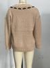 Yangyang Women's V-neck Bow Tie Lace-up Sweater - Autumn/Winter European & American Style Pullover.