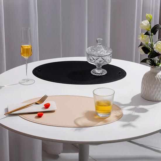 Овальная подставка под тарелку, теплоизоляционная подкладка для обеденного стола, подставка из искусственной кожи, водонепроницаемая, защищает столешницу от царапин и пролитых жидкостей, для домашнего декора стола