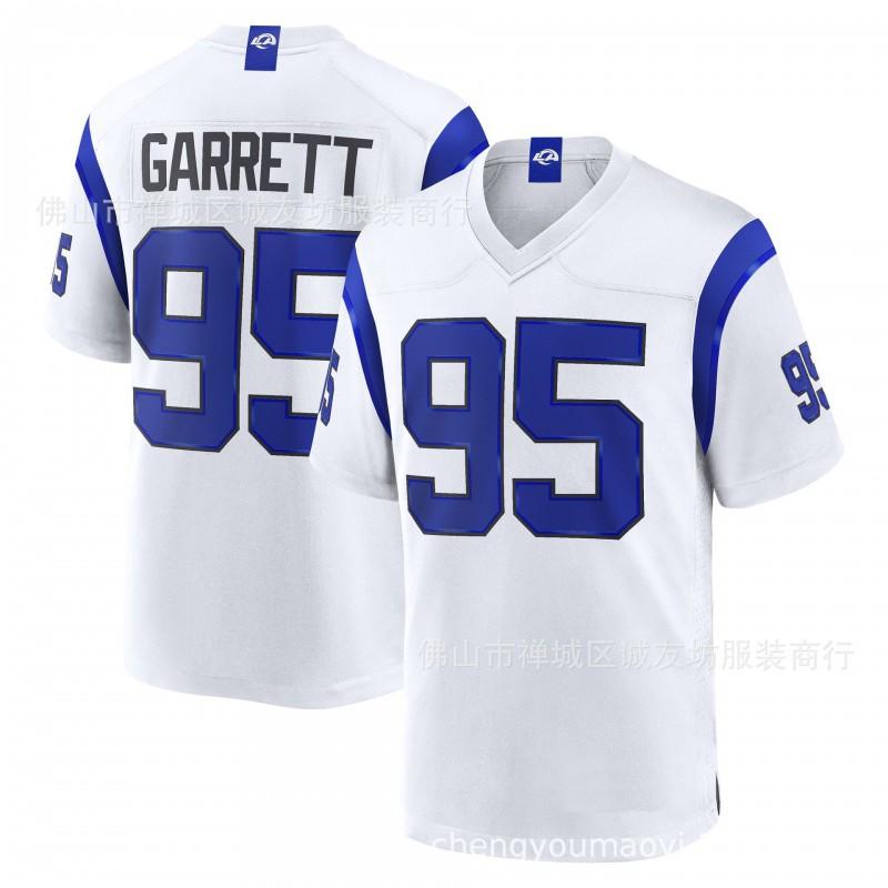 Mens Retro White LA Rams 95 Garrett Football Jersey S-XXXL All
