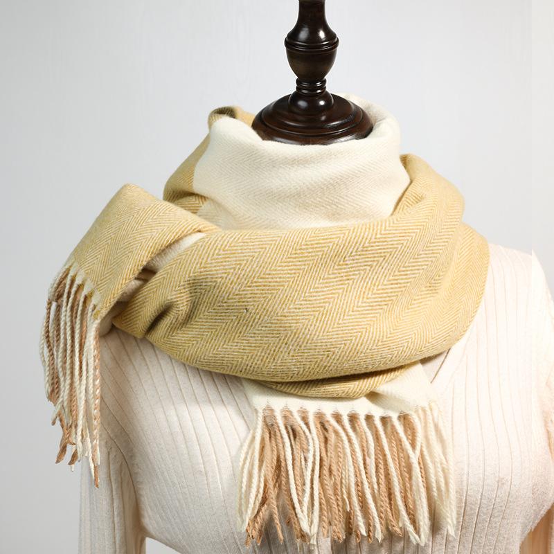 Gradually Change Color Scarf Women's 2025 New Autumn and Winter Imitation Cashmere Sweet Scarf Warm Medium and Long Shawl