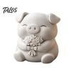 Talos 3D-печатная милая фигурка свиньи, маленькая статуэтка с букетом цветов, коллекционный животный орнамент для декора дома, кухни, офиса