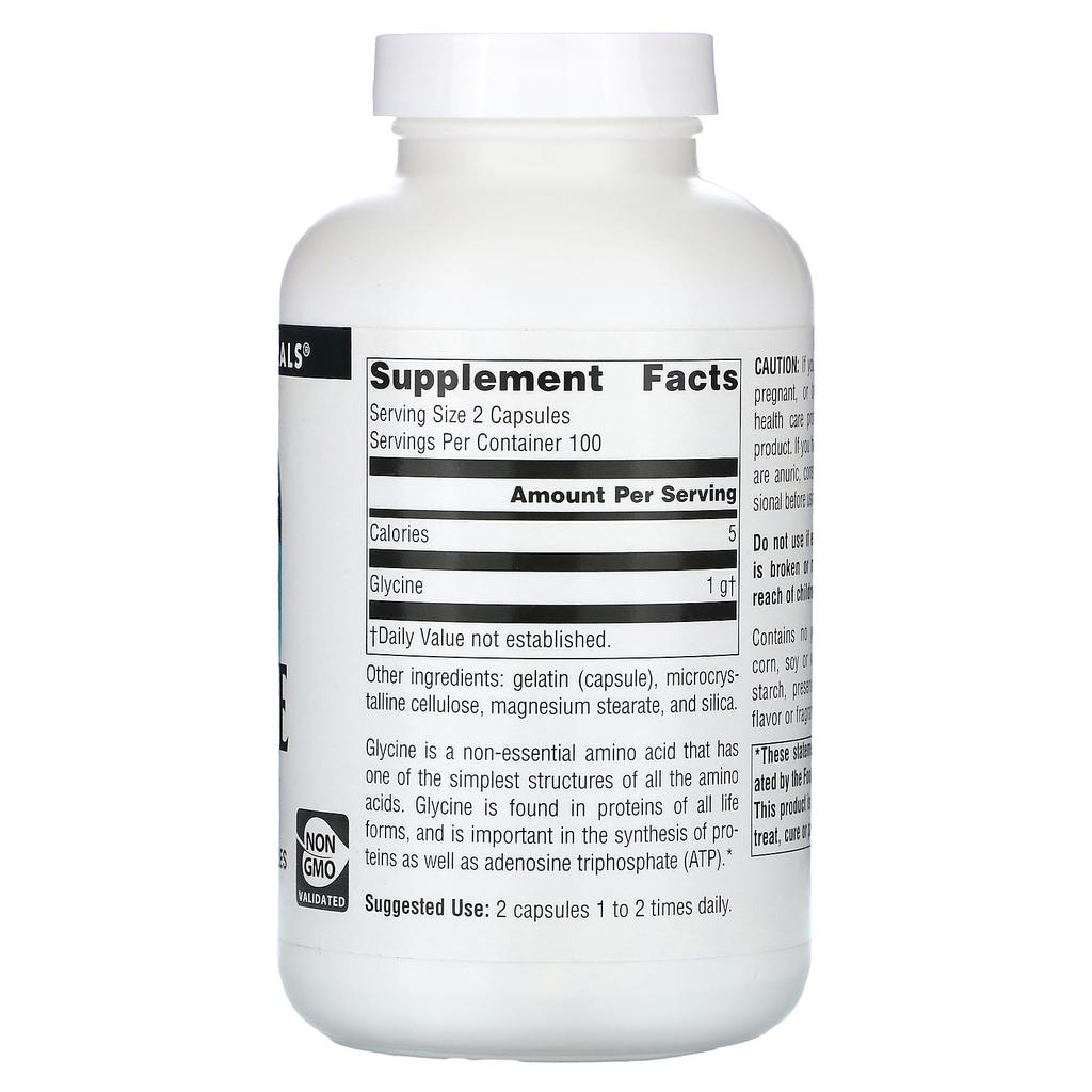 Glycine, 1,000Mg, 200 Capsules (500Mg per capsule)