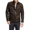 Men's Genuine Lambskin Brown Leather Jacket Stylish Motorcycle Bomber Biker Outerwear MJ 72
